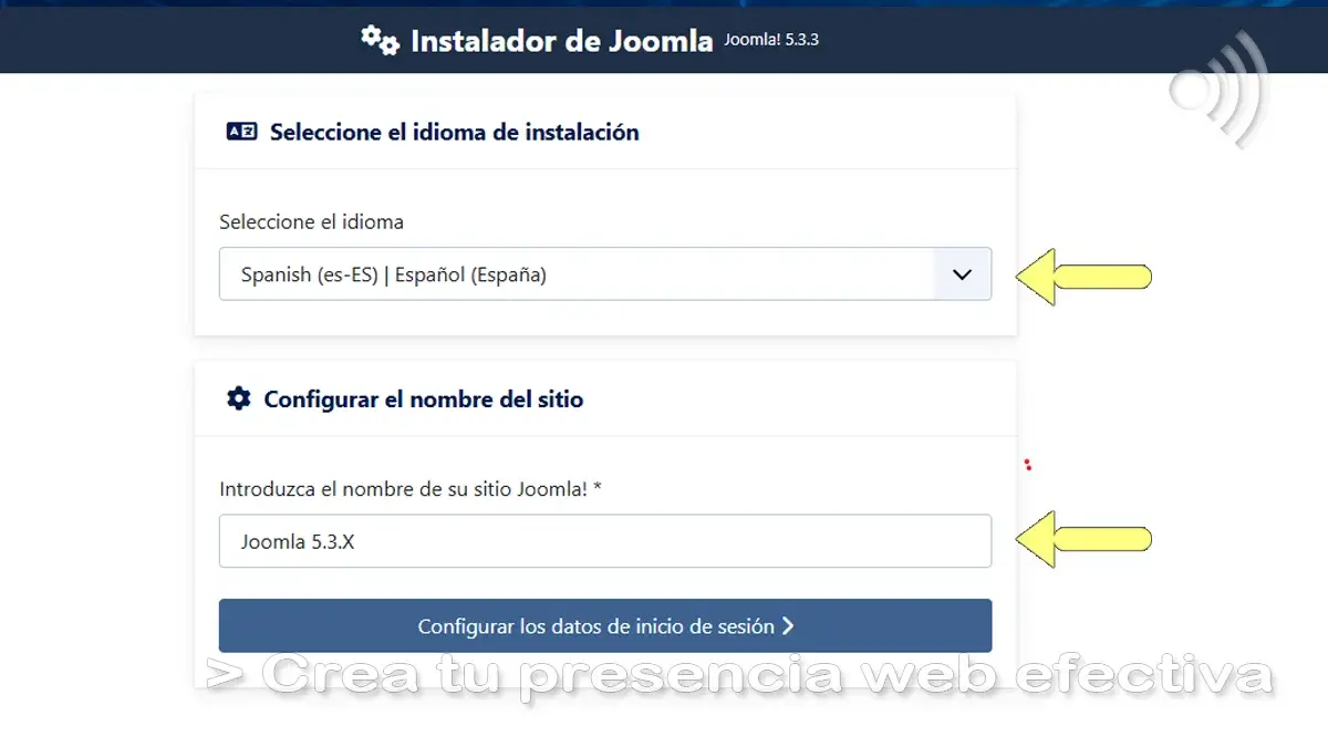 Idioma de instalador y nombre de sitio Idioma de instalador y nombre de sitio