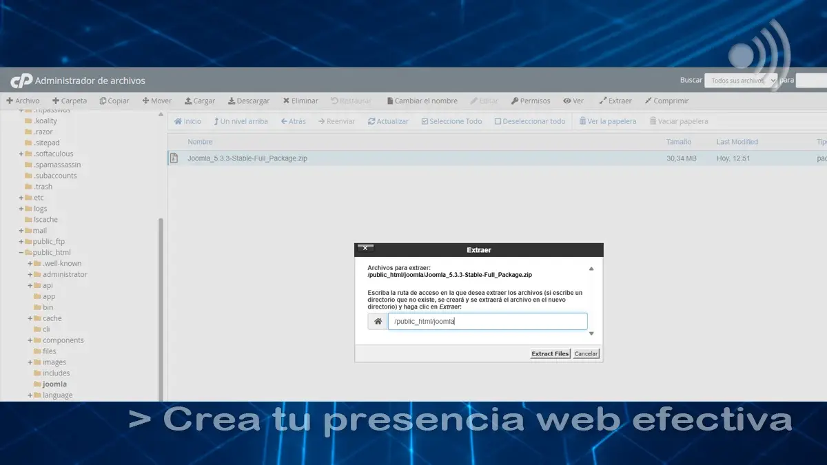 Seleccionar carpeta para extraer archivos Seleccionar carpeta para extraer archivos