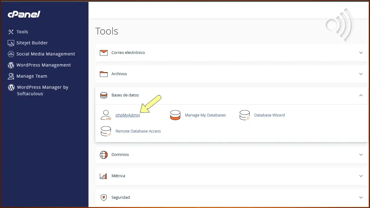 Abrir phpMyAdmin Abrir phpMyAdmin