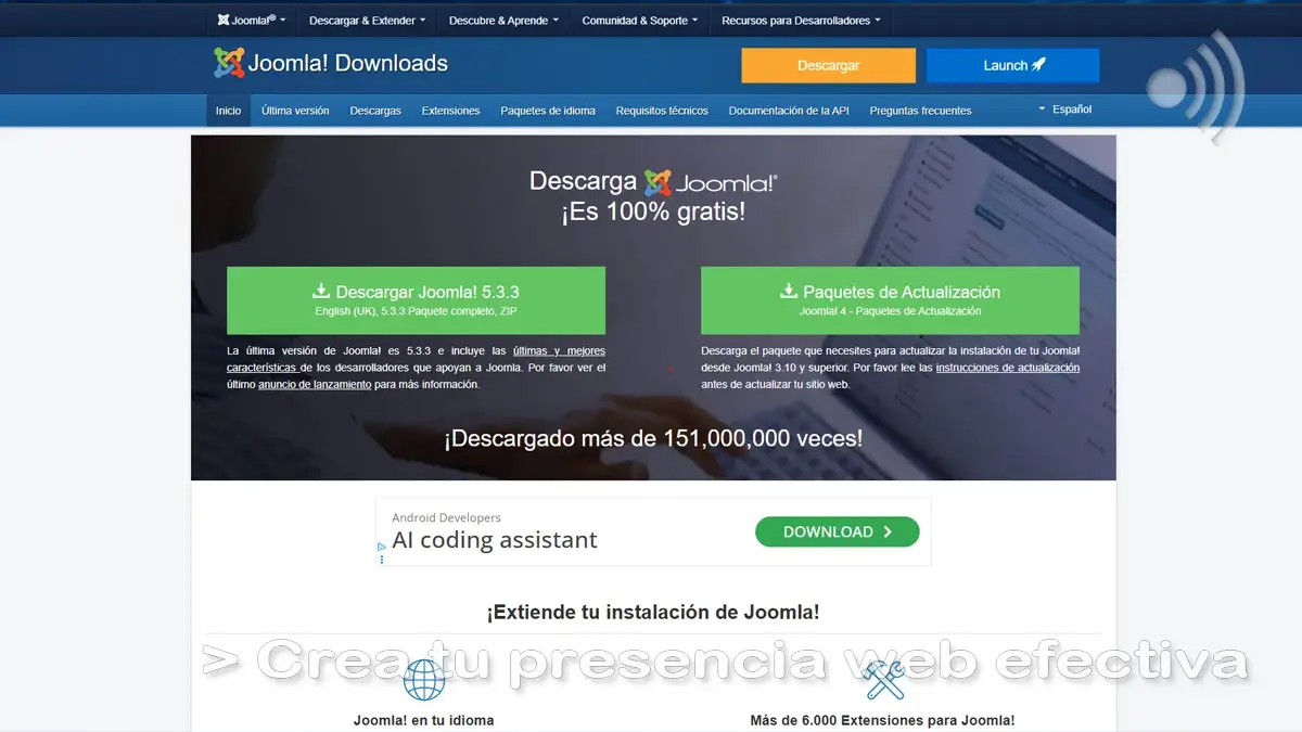 Descargas versión Joomla 5XX Descargas versión Joomla 5XX